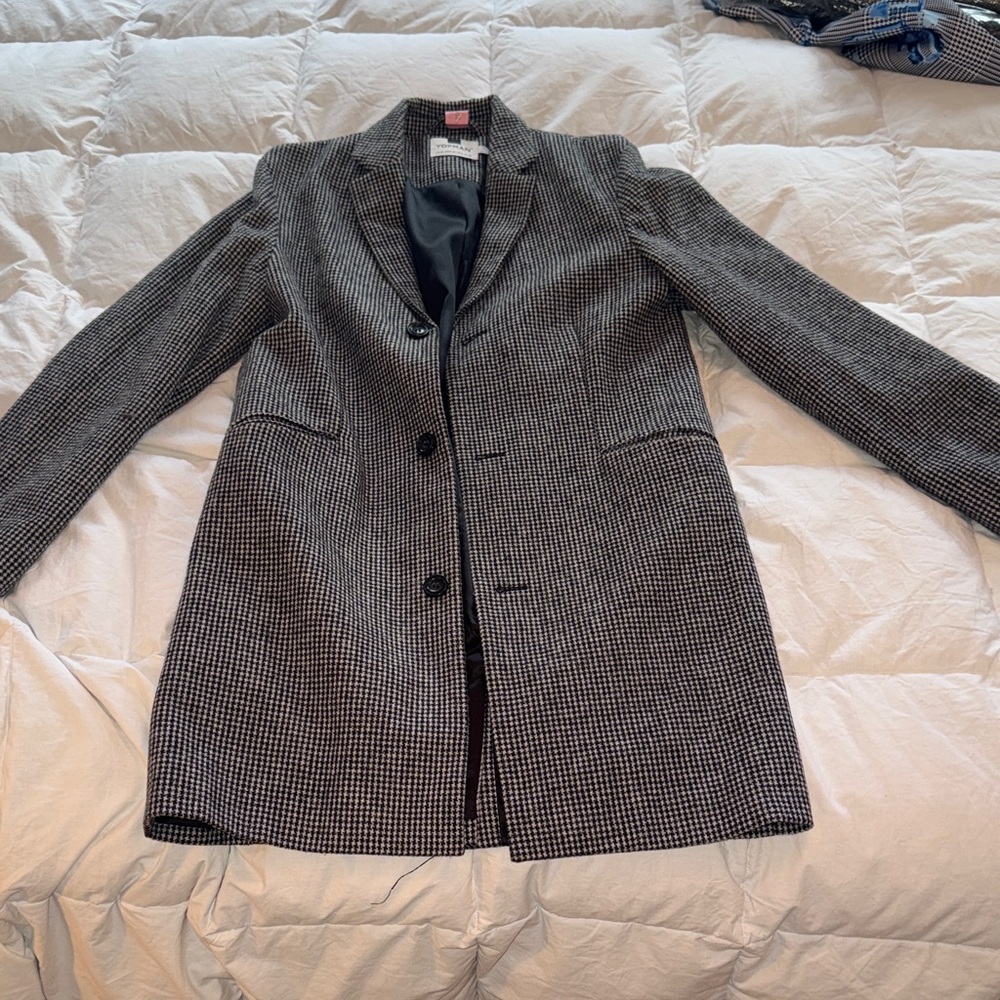 Topman Black and White Houndstooth Blazer